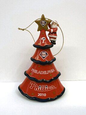 DANBURY MINT Phillies 2010 Ornament Dated Red Blue Tree Santa Christmas MLB